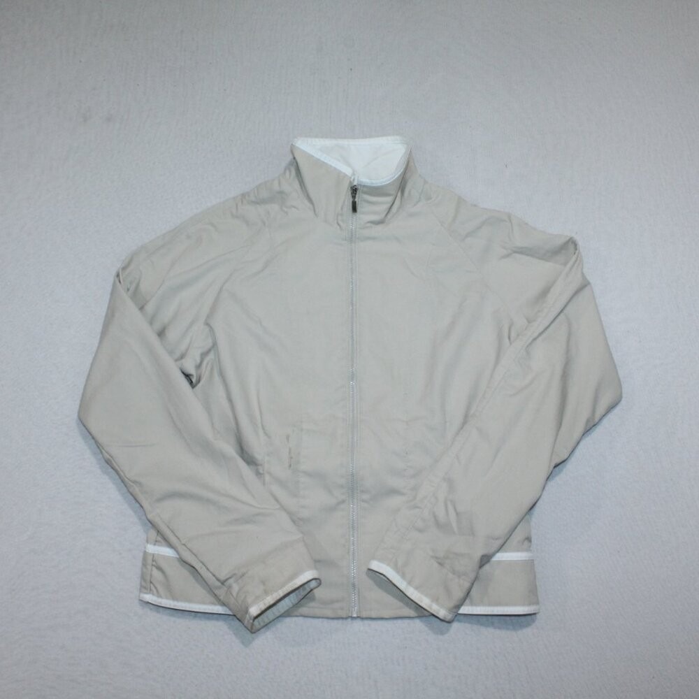 Nike Jacket Girls Medium Tan Excellent Cropped Mock Neck Zip Long Sleeve Track
